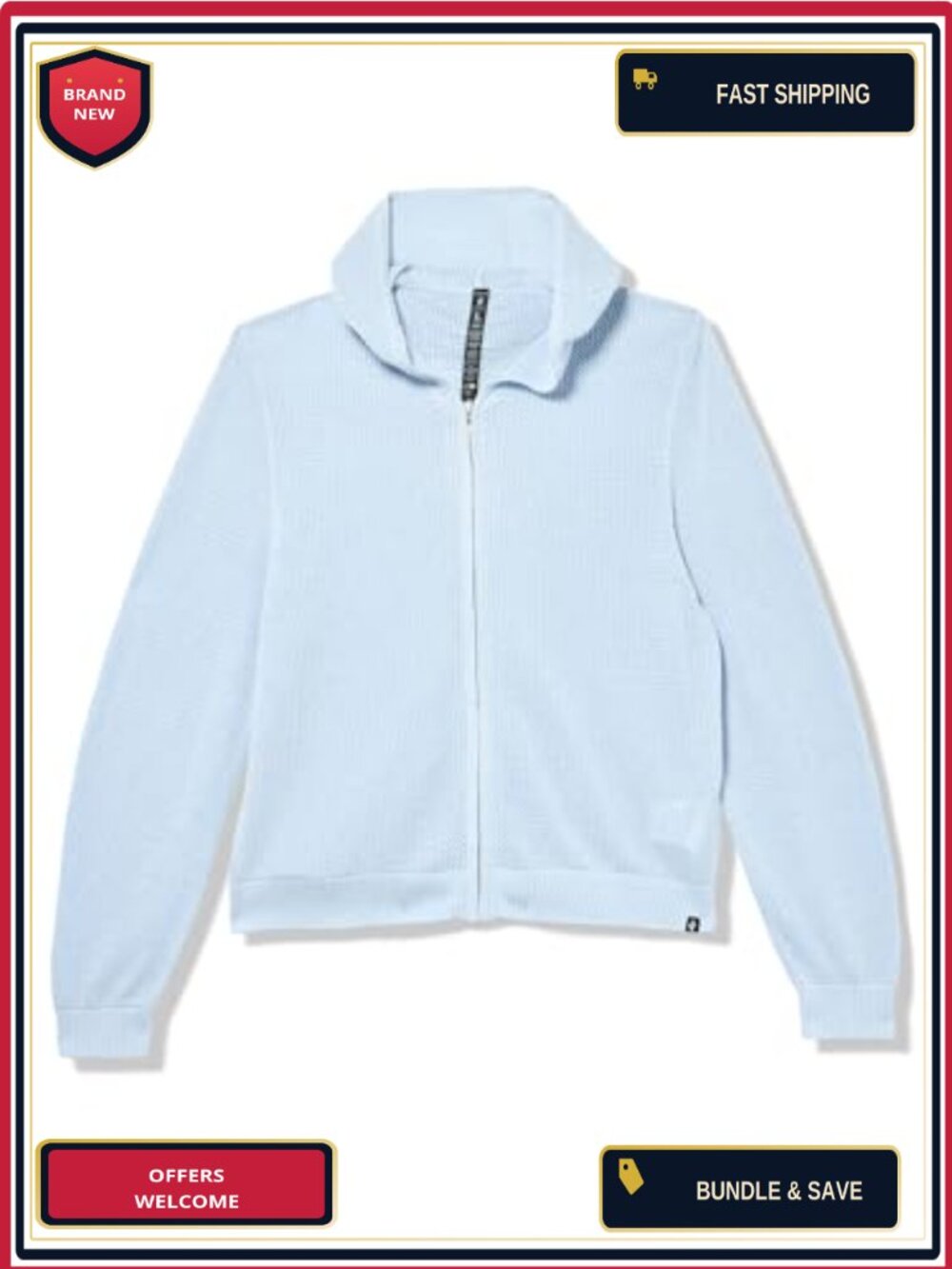 Kids Full Zip Hooded Jacket Long Sleeve Cotton Blend Athletic
